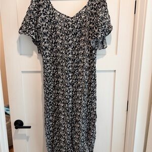 A New Day Black and White Floral Midi Dress